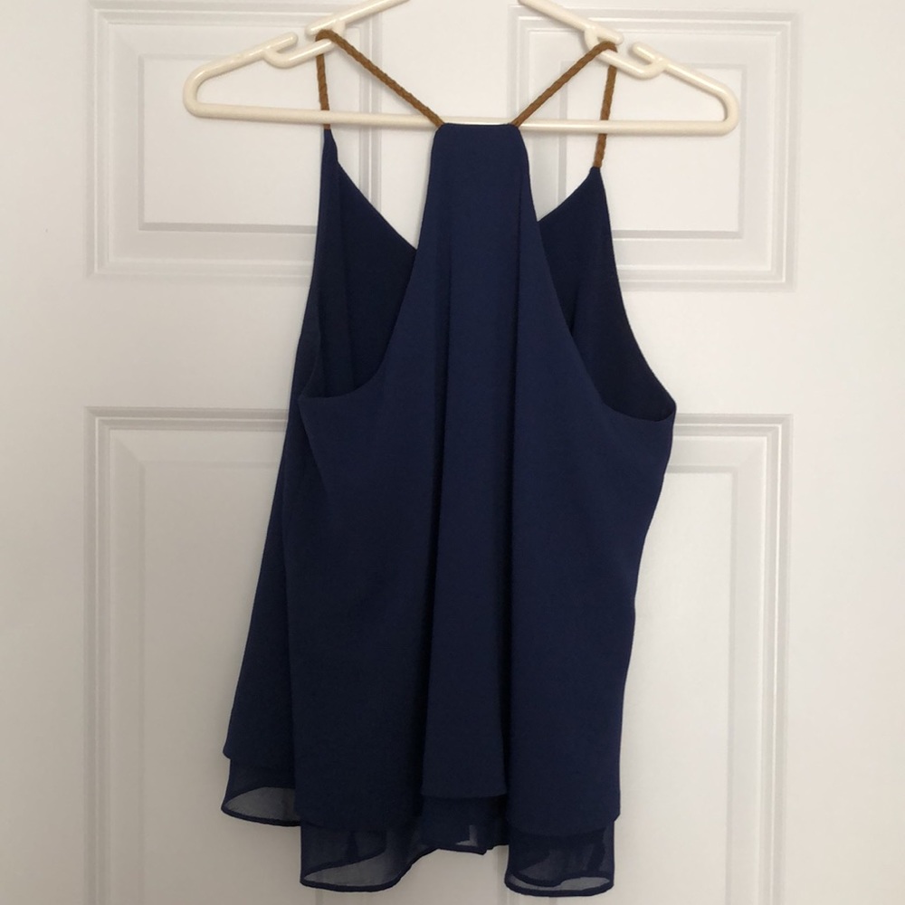Navy String Strap Tank - Picture 2 of 4